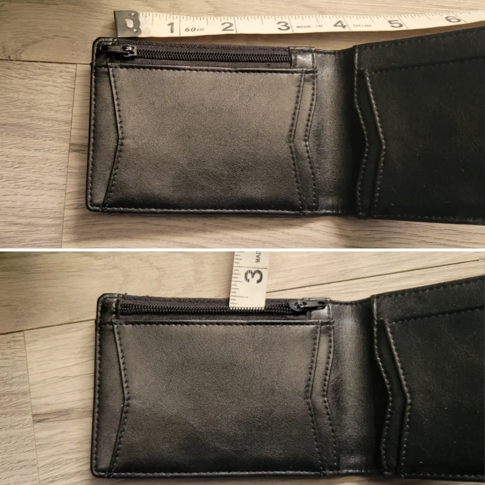 Bulliant Black Leather Slim Zipper Wallet with Card Holdere, 4